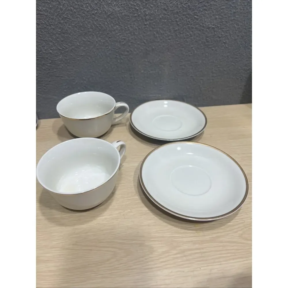 Set of 2 Vintage Regal Manor Robinson Design White Fine China Cup Saucer Japan